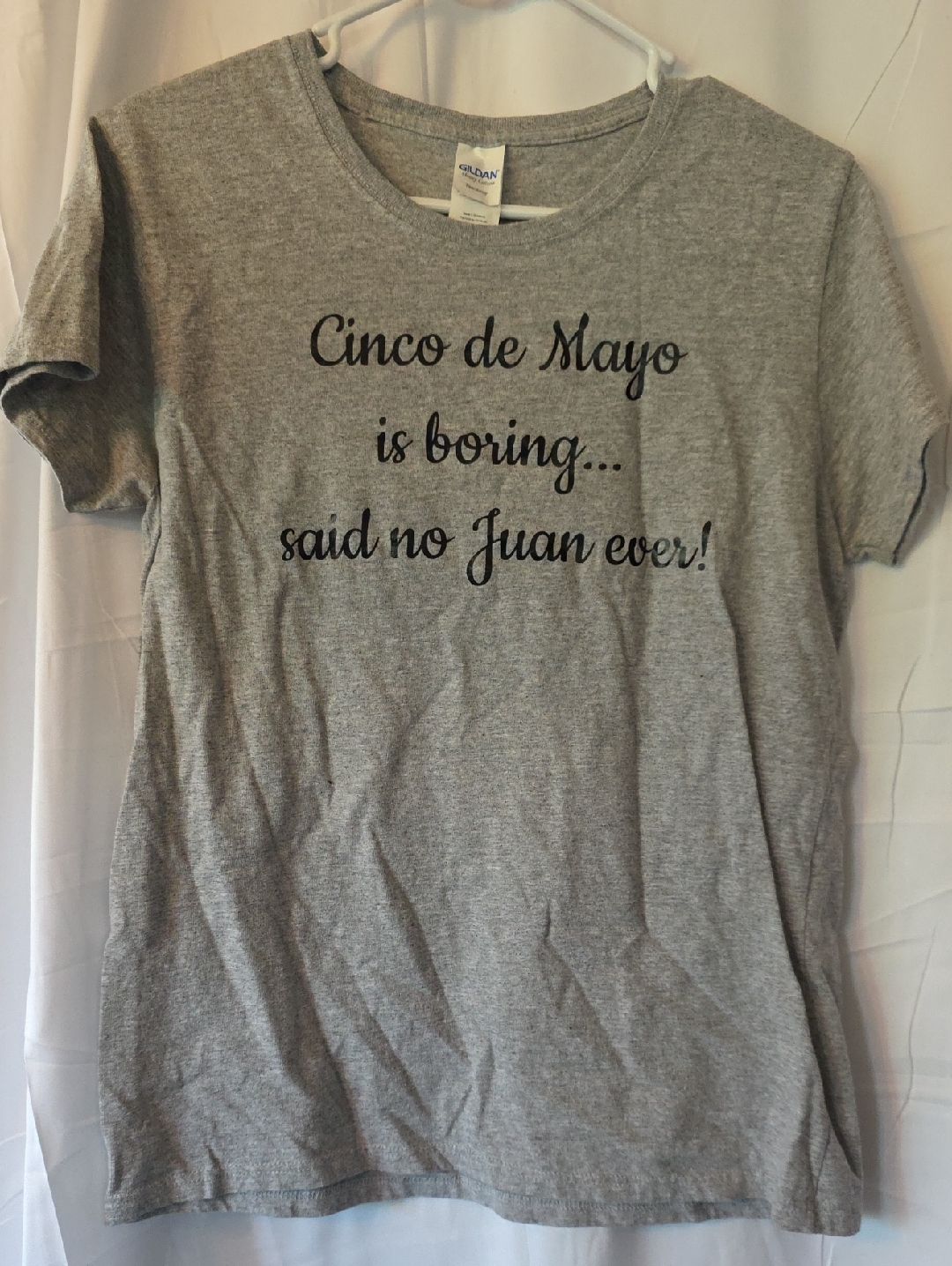 Gildan Gray Tee With Black Slogan - Cinco De Mayo Quote